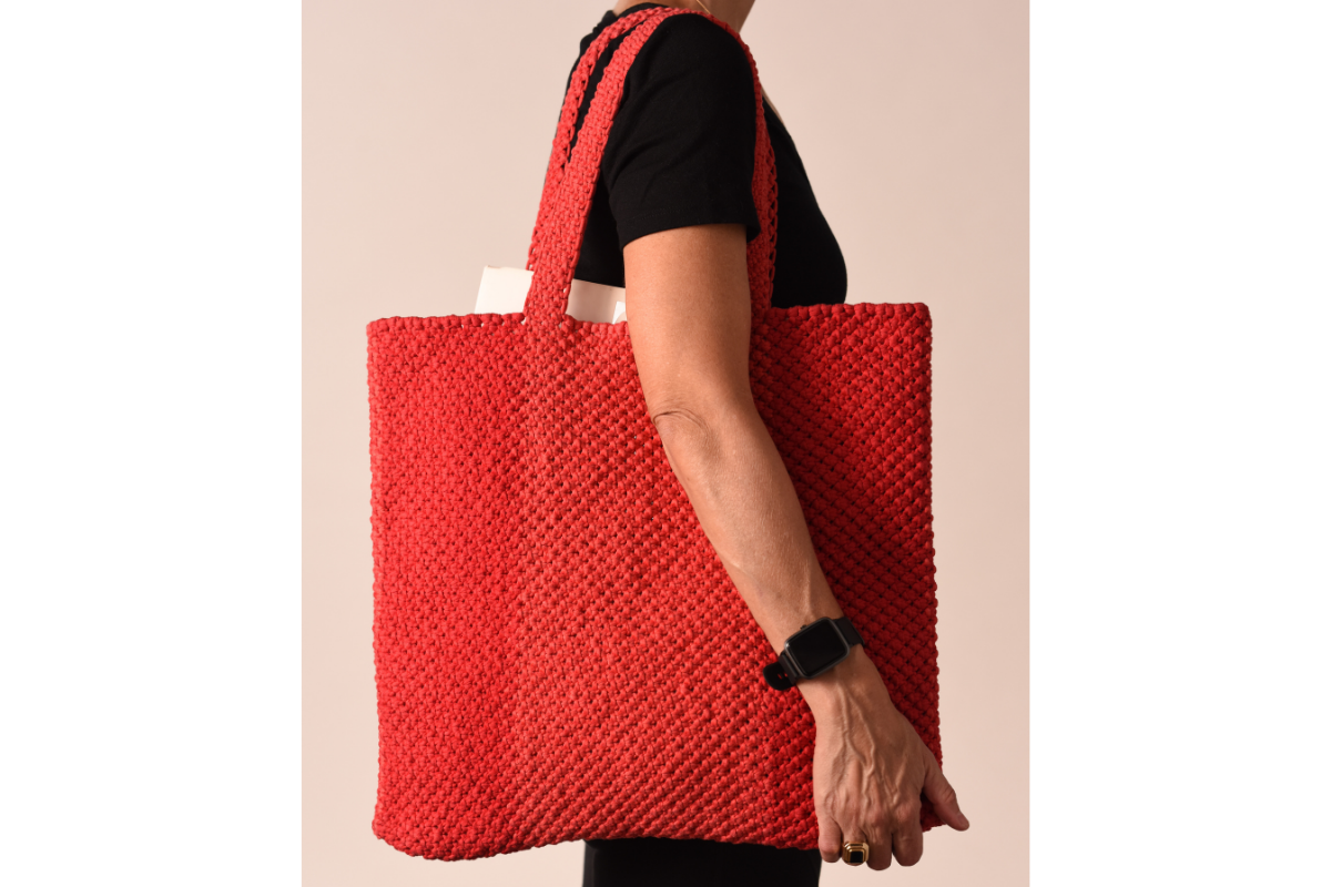 Red Macrame Tote